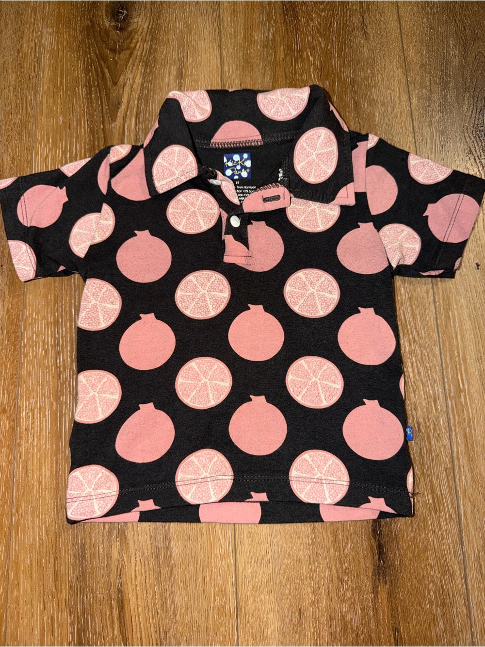 Kickee Pants Black Polo with Pink Citrus Print